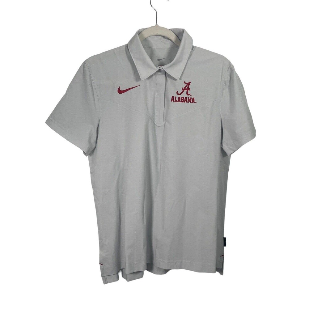 Nike Alabama Crimson Tide Dri Fit On Field Grey Polo Shirt Quick Dry Women Large